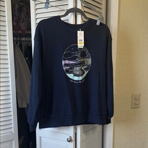C&C California Navy Crewneck with Multicolor Scenic Graphic